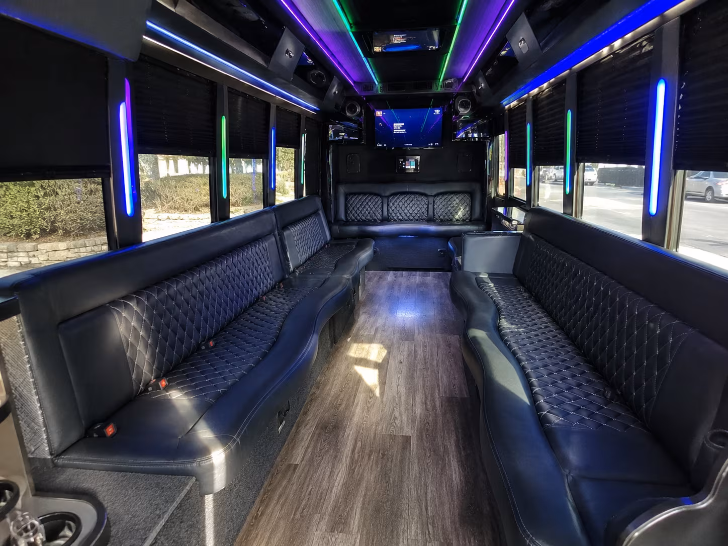 san marcos 15 passenger party bus interior