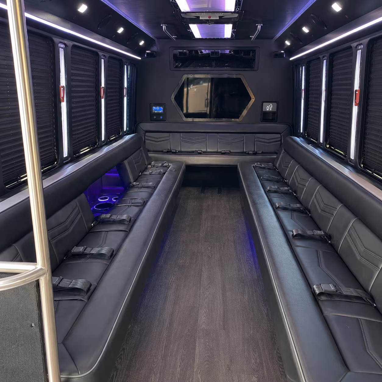 san marcos 18 passenger party bus interior
