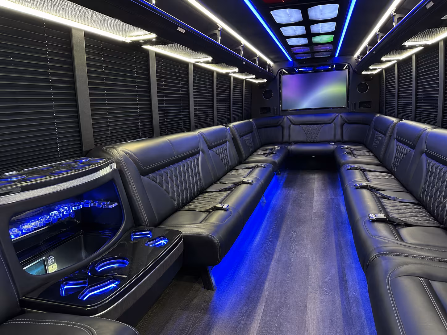 san marcos 20 passenger party bus inside