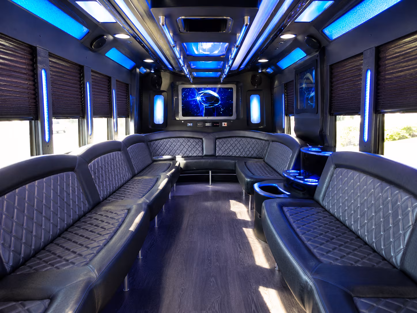 san marcos 28 passenger party bus inside