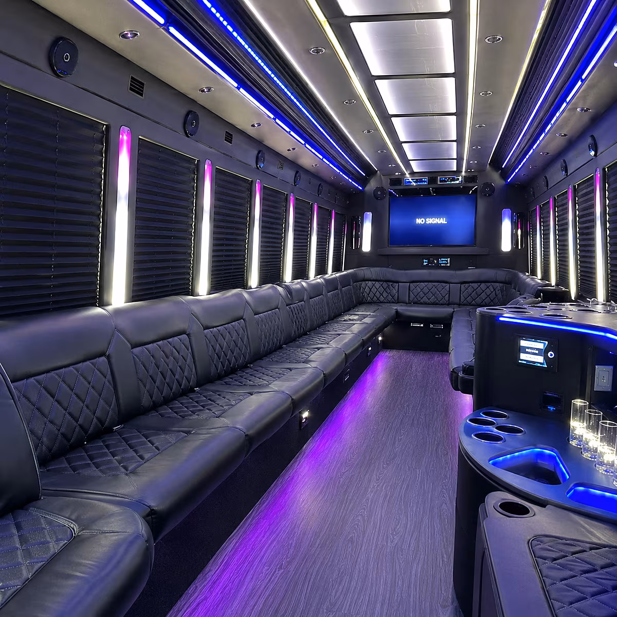 san marcos 30 passenger party bus inside
