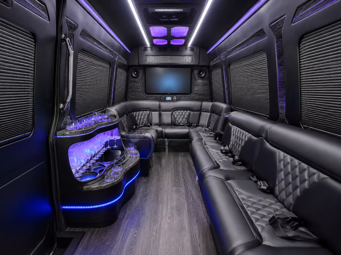 san marcos 40 passenger party bus inside