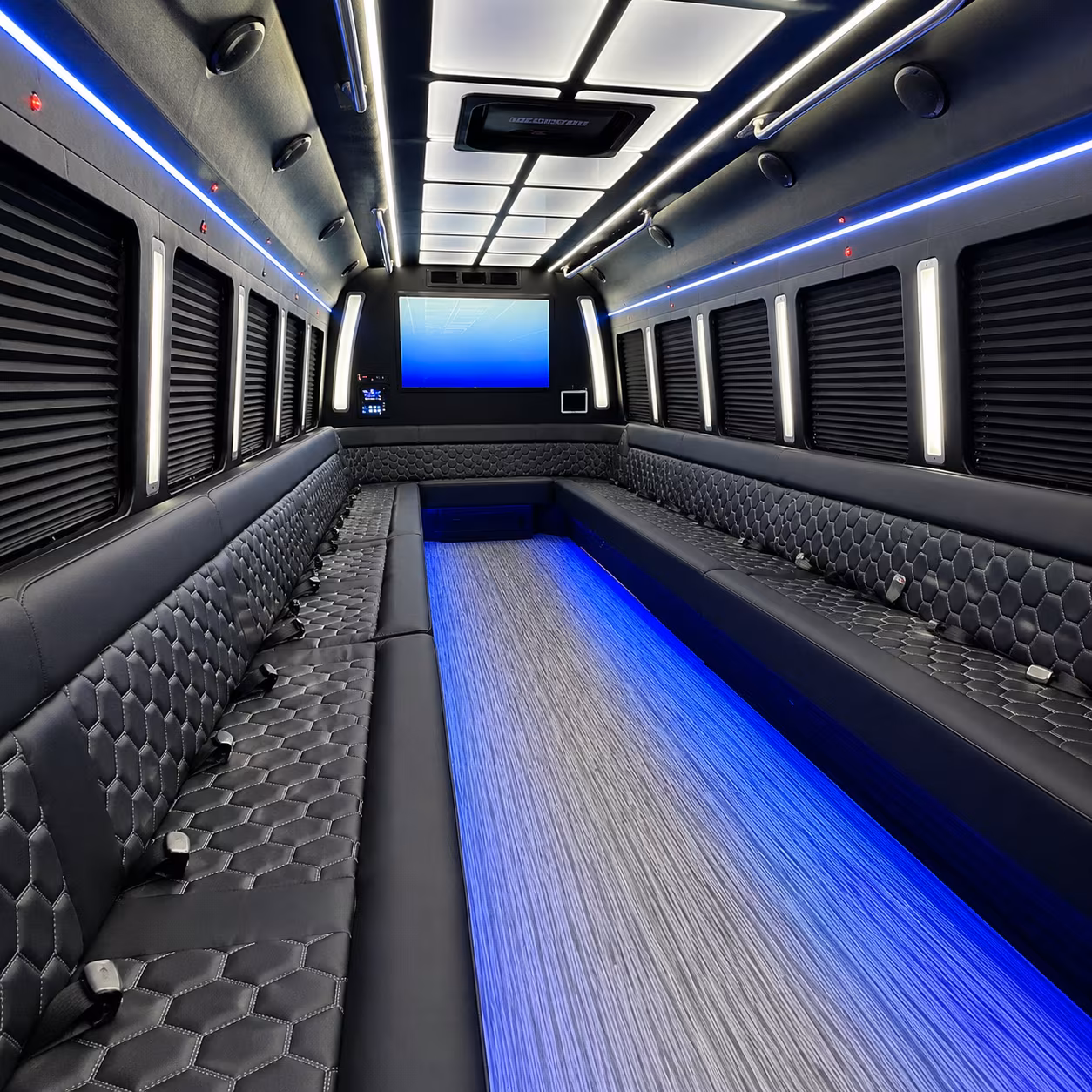san marcos 50 passenger party bus inside